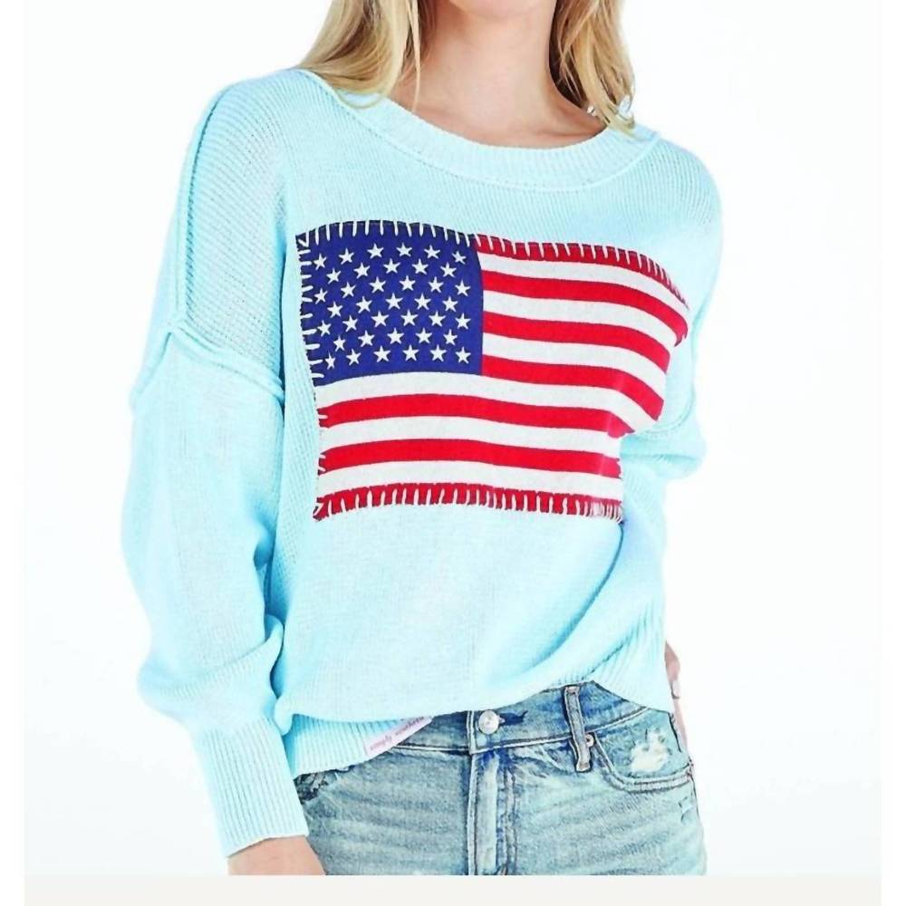 NEW SIMPLY SOUTHERN usa flag sweater in blue